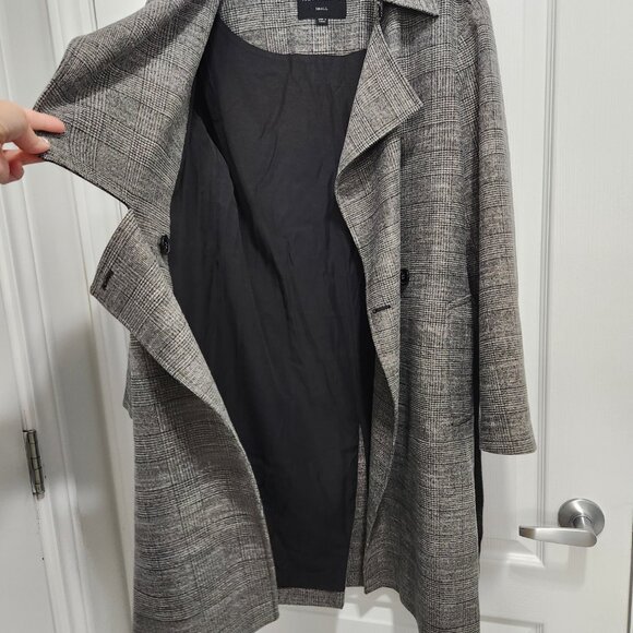 Allsaints Check Print Single Button Tie Waist Trench Coat - Picture 10 of 15